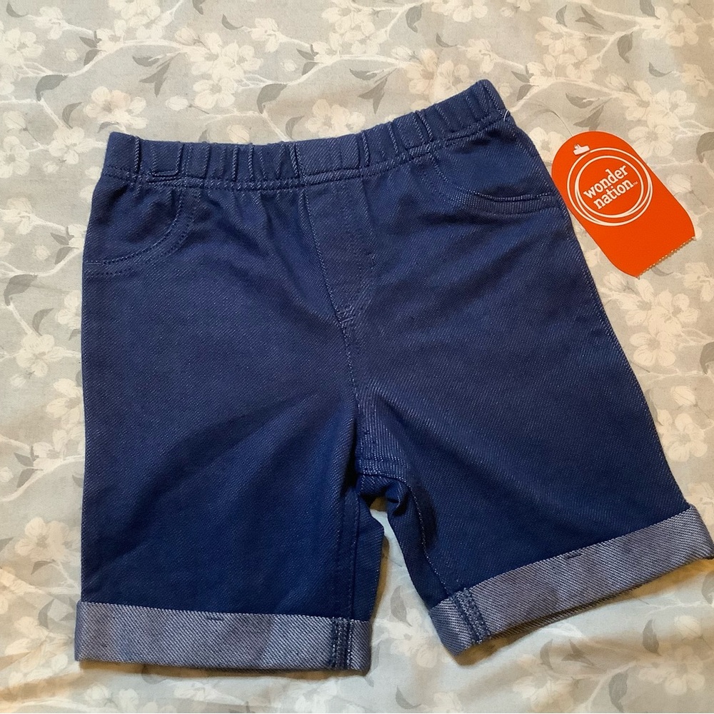 wonder nation Navy Blue Cuffed Pull-On Kids Shorts